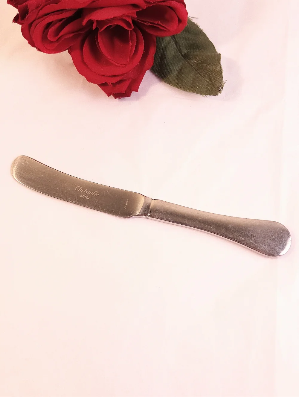 Vintage Silver Plated Christolfe Acier Butter Knife Spreader France 6.5